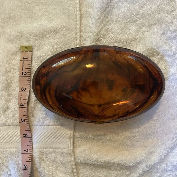 Vintage Faux Tortoise Shell Acrylic Plastic Oval Hinged Trinket Jewelry Box - Picture 8 of 11